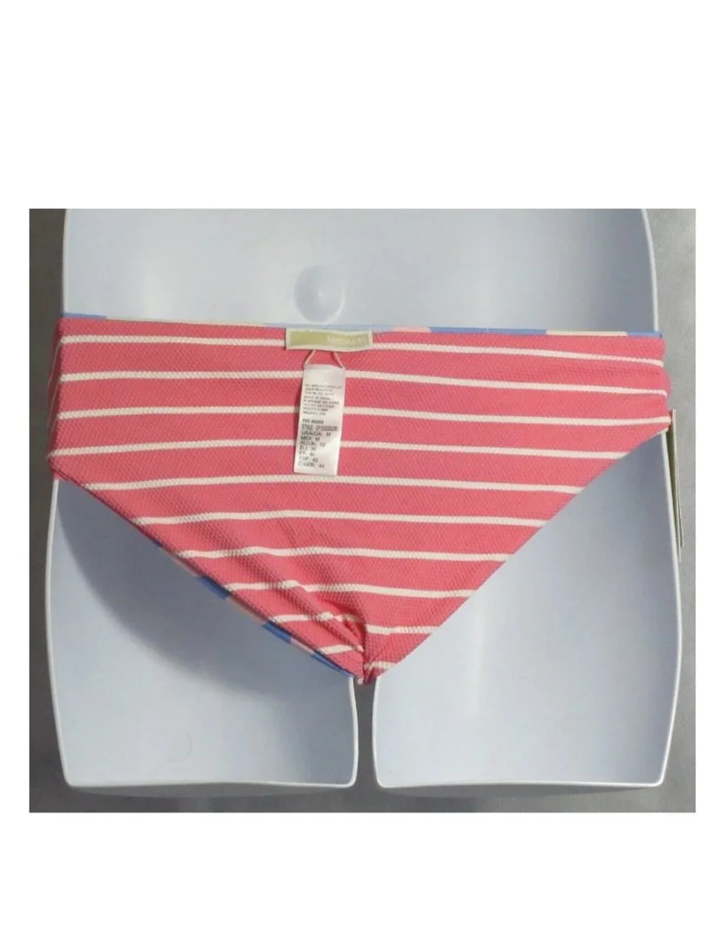 Michael Kors Women's Reversible Bikini Swim Bottom, Pink Stripe / Colorblock, M